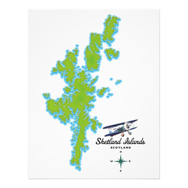 Shetlandsöarnas karta fototryck (Framsidan)