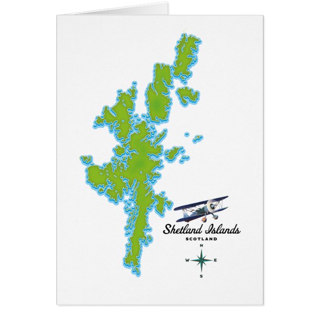 Shetlandsöarnas karta hälsningskort (Framsidan)