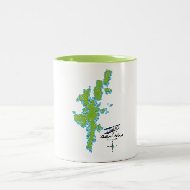 Shetlandsöarnas karta Två-Tonad mugg (Center)