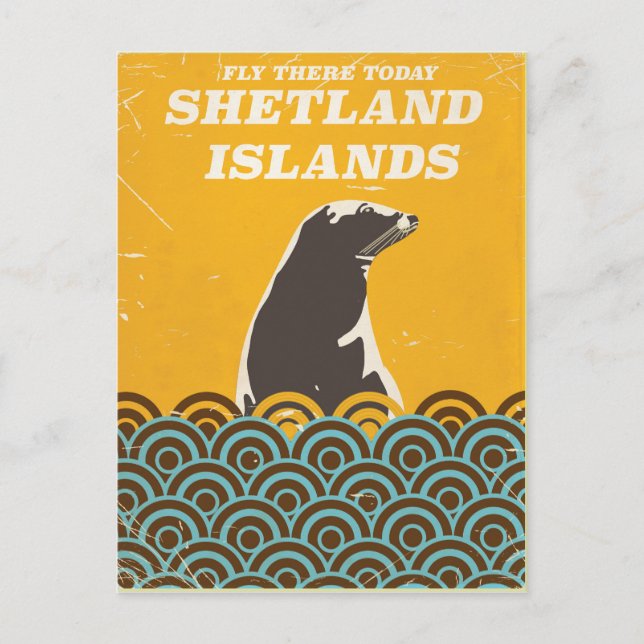 Shetlandsöarnas vintage-resaaffisch vykort (Framsida)