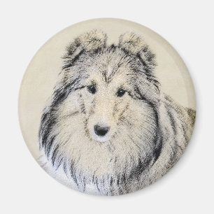 Shetlandsöppning - Cute Original Hund Art Magnet