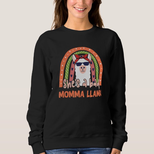 Sheu2019s A Bad Momma Llama Cute Rainbow Heart Lov T Shirt (Framsida)