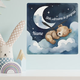 Shh.. Drömmar i Progress Sleeping Bear Fyrkantig Klocka