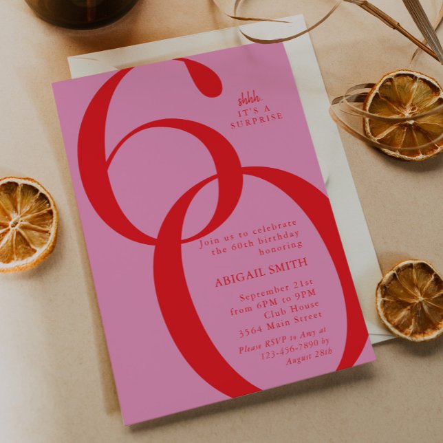 Shh It's a Surprise 60th Birthday Party Inbjudningar (Skapare uppladdad)