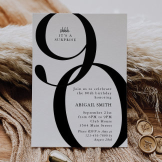 Shh It's a Surprise 90th Birthday Party Inbjudningar