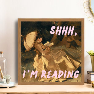 Shh jag läser ändrad konst, Maximalist Bookish Poster