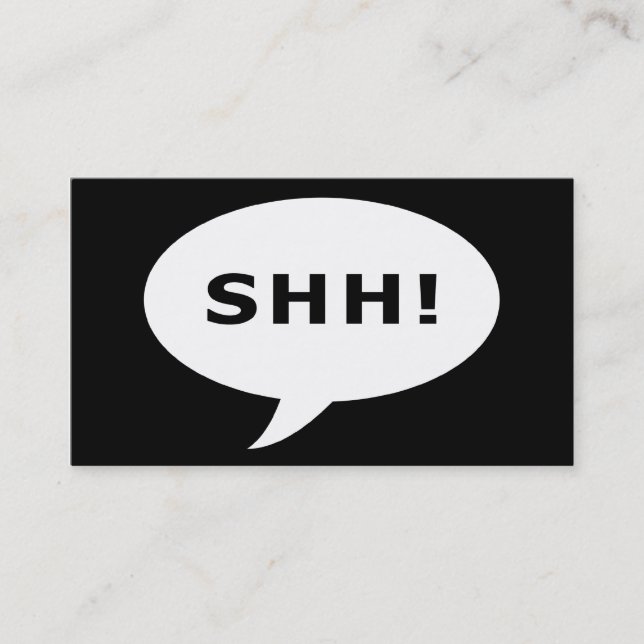 shh! överrrakningpartytecknaden bubblar visitkort (Framsida)