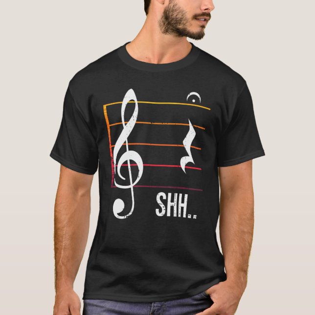 Shh Quarter Rest Fermata Music Musician T Shirt (Framsida)