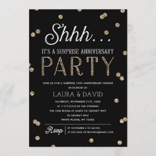 Shh Surprise Glitter Confetti-årsdagen Party Inbjudningar