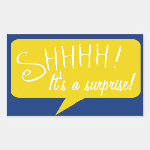 Shh Surprise Party - Sticker - Blue och Guld Rektangulärt Klistermärke