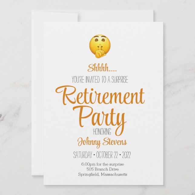 Shh Surprise Pension Party bjudande in Kort (Framsida)