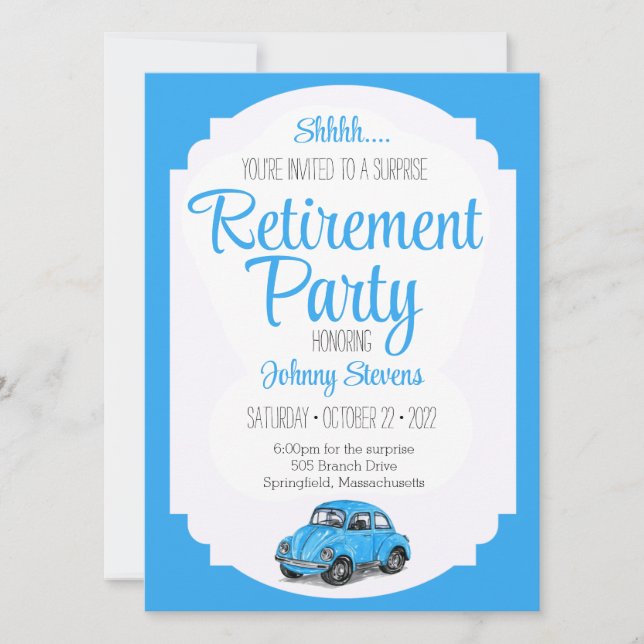 Shh Surprise Pension Party bjudande in Kort (Framsida)