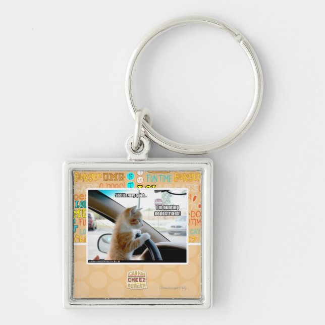 Shh! Var mycket tyst Fyrkantig Silverfärgad Nyckelring (Framsidan)