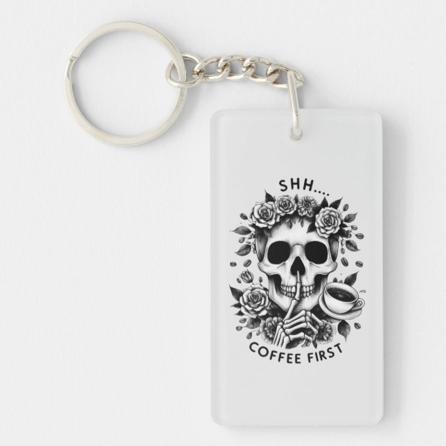 Shhh..Coffee First Skull Shushing Keychain (Framsidan)