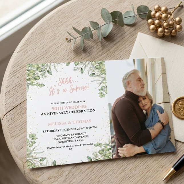 Shhh Det är en överraskning 50-års bröllopsdag  Inbjudningar (Skapare uppladdad)