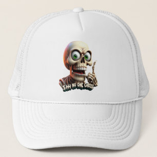 SHHH.. Ingen bär Skeleton med Grönt Ögon Keps