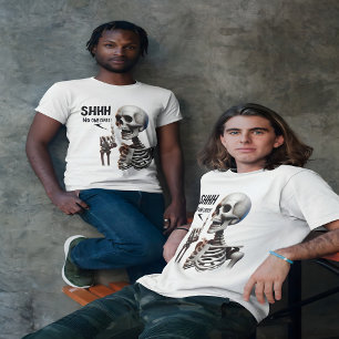 SHHH.. Ingen bär Skeleton med Grönt Ögon T Shirt