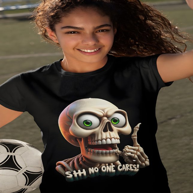 SHHH.. Ingen bär Skeleton med Grönt Ögon T Shirt (Skapare uppladdad)