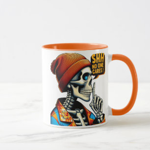 SHHH.. Ingen bär Skeleton Rebellious Message Mugg