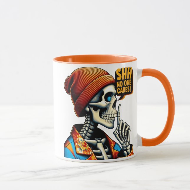 SHHH.. Ingen bär Skeleton Rebellious Message Mugg (Höger)