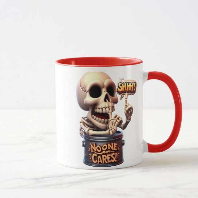 SHHH.. Ingen Cares Skeleton Barrel Guardian Mugg (Höger)