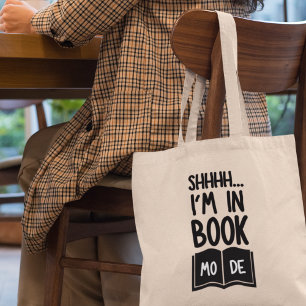 Shhh jag är i Bok Mode Roligt Bookworm Librarian G Tygkasse