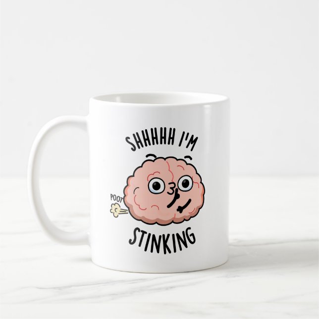 Shhh jag är rolig stinkande hjärna fart pun  kaffemugg (Vänster)