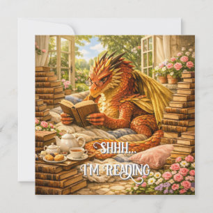 Shhh… Jag Läser Mysigt Läsande Drakar Kort