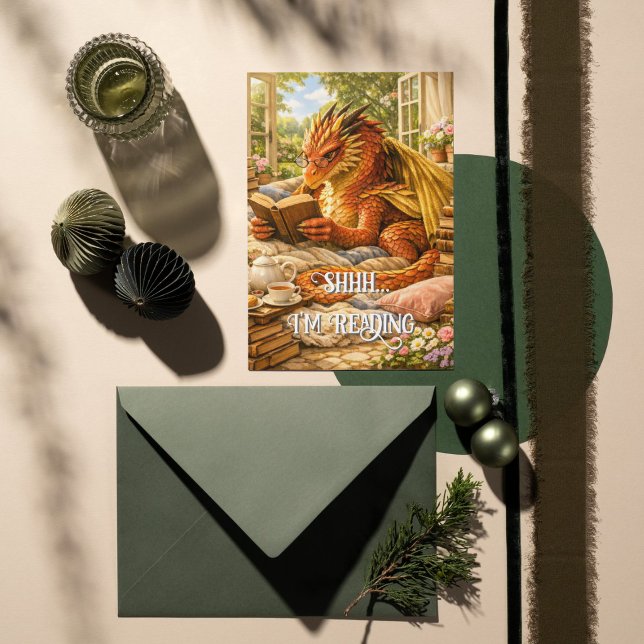 Shhh… Jag Läser Mysigt Läsande Drakar  Kort (Skapare uppladdad)