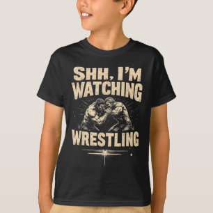 Shhh jag tittar på Wrestling Funny Wrestling Fläkt T Shirt