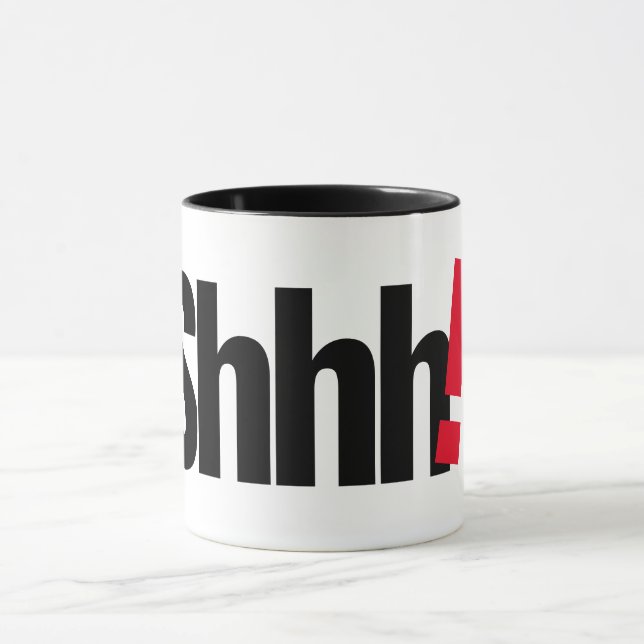 Shhh! Letter Print Mug - Minimalist Coffee Cup! Mugg (Center)