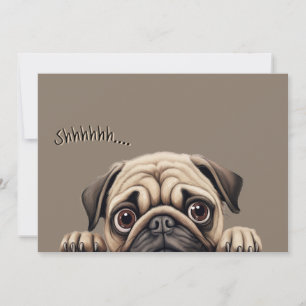 Shhh Pug Överraskningsinbjudan Pensionärsfest Inbjudningar