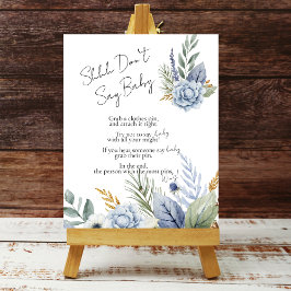 Shhh säger inte baby grenery dammiga blå blomma poster