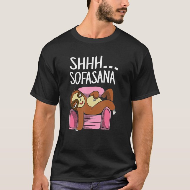 Shhh  Savasana Sloth Yoga T Shirt (Framsida)