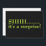 Shhh Surprise 60:e Födelsedagsfest inbjudan<br><div class="desc">Black and Lime Green Shhh det är en överraskande sextionde Födelsedagsfest inbjudan är djärv, contemporary och modern. Den ena sidan är svart med grön kalktyp och säger "Shhh.. det är en överraskning." Baksidan har all information från party och avslutas i svart text på en grön kalkbakgrund. Detta är en perfekt...</div>