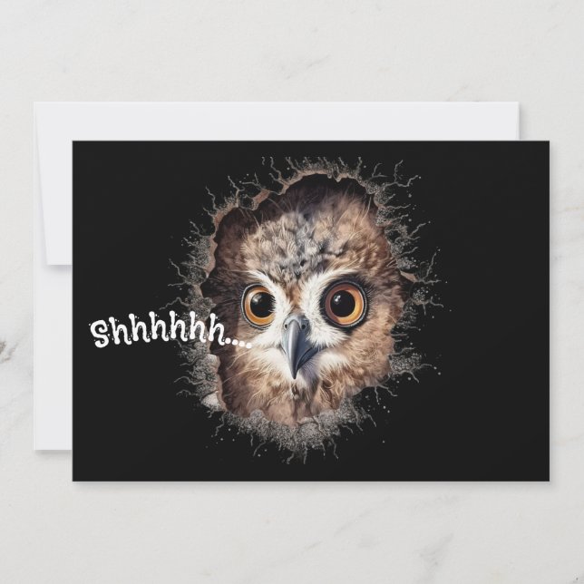 Shhh Surprise Party Invite | Owl & Monkey Inbjudningar (Framsida)