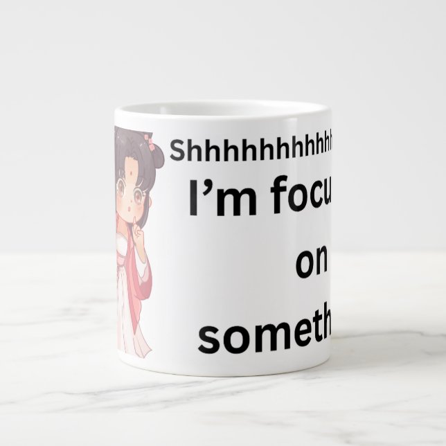 'Shhhhhh.... Jag fokuserar' Anime-Style Studie Mug Jumbo Mugg (Framsidan)