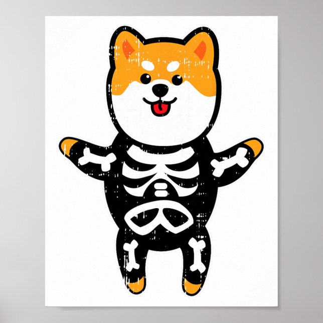 Shi Inu Skeleton Costume Cute Easy Hund Halloween  Poster (Framsidan)