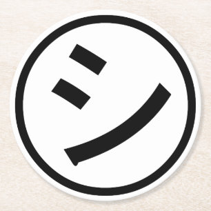 ㋛ Shi Kana Katakana Smiling Emoji / Emoticon Underlägg Papper Rund