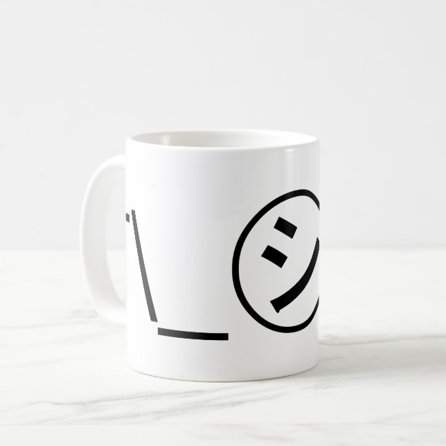 Shi Kana Shrug Emoticon ¯\_ ㋛_/ japanska Kaomoji Kaffemugg (Framsida vänster)