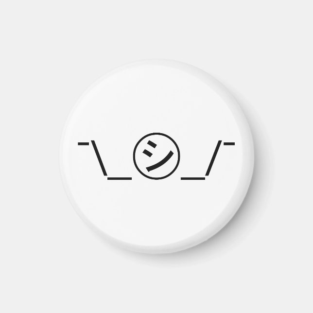Shi Kana Shrug Emoticon ¯\_ ㋛_/ japanska Kaomoji Magnet (Framsidan)