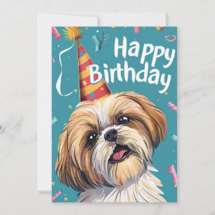 Shi Tzu Grattis på födelsedagen Julkort