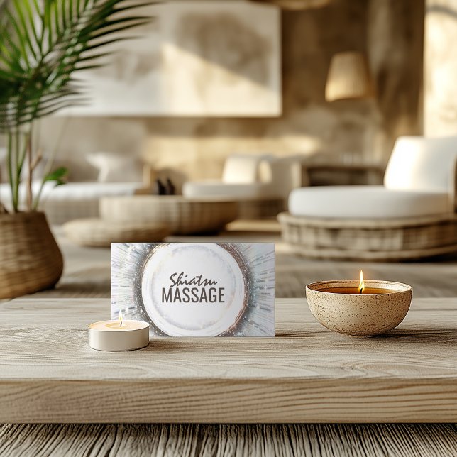 Shiatsu Massage Japansk Stil Shimmering Circle Visitkort (Perfect for business)