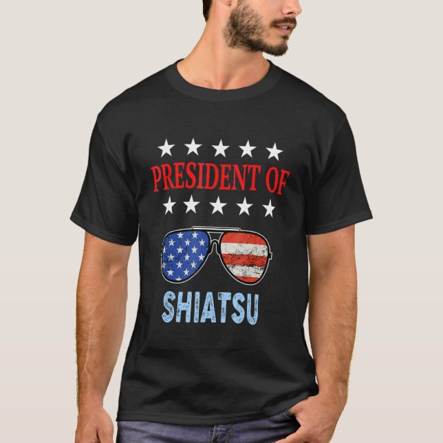 Shiatsu Suppories USA flagga Shiatsu Say T Shirt (Framsida)