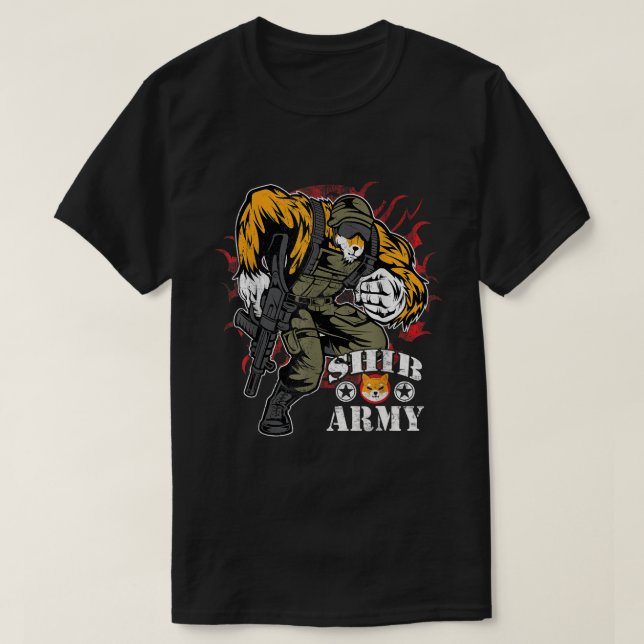 SHIB ARMY Shiba Inu Soldier Crypto T Shirt (Design framsida)