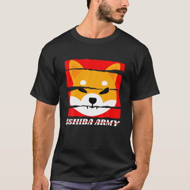 $SHIB ARMY to Måne Shiba Inu Coin Cryptocurren T Shirt (Framsida)