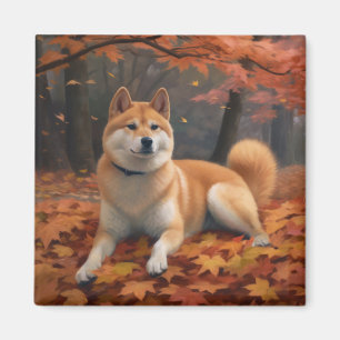 Shib Inu i Höst löv Fall Inspire Magnet