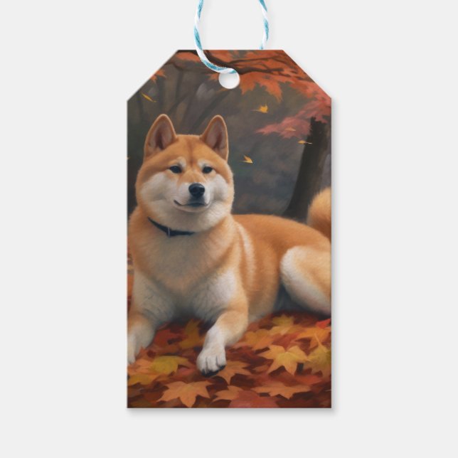Shib Inu i Höst löv Fall Inspire Presentetikett (Framsidan)