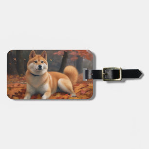 Shib Inu i höstlöv Fall Inspirera Bagagebricka