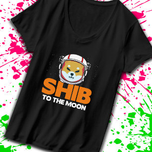 Shib Token Shiba Inu Crypto Meme Coin Måne Hund T Shirt